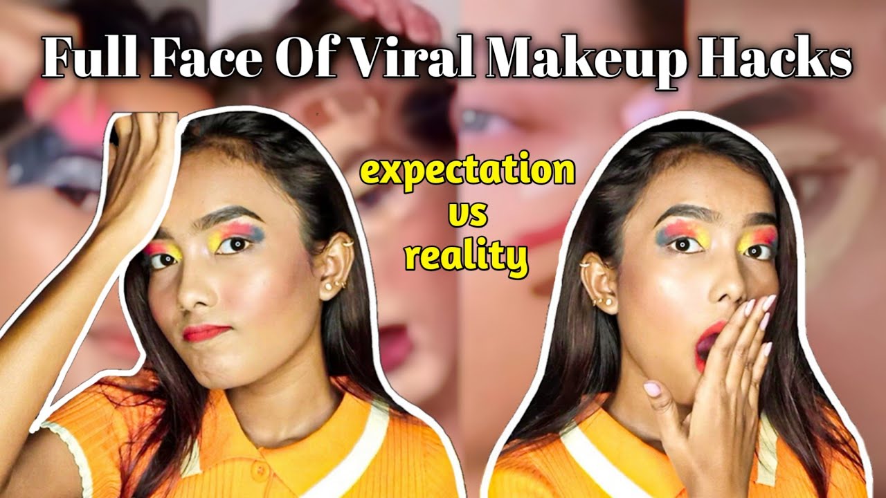 Full Face Of Viral Makeup Hacks | expectation vs reality | SnehaTutorialz