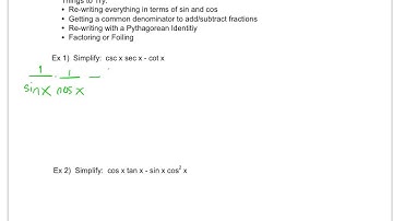 Ex 1) Rewriting Trig Exp. Simplest Form