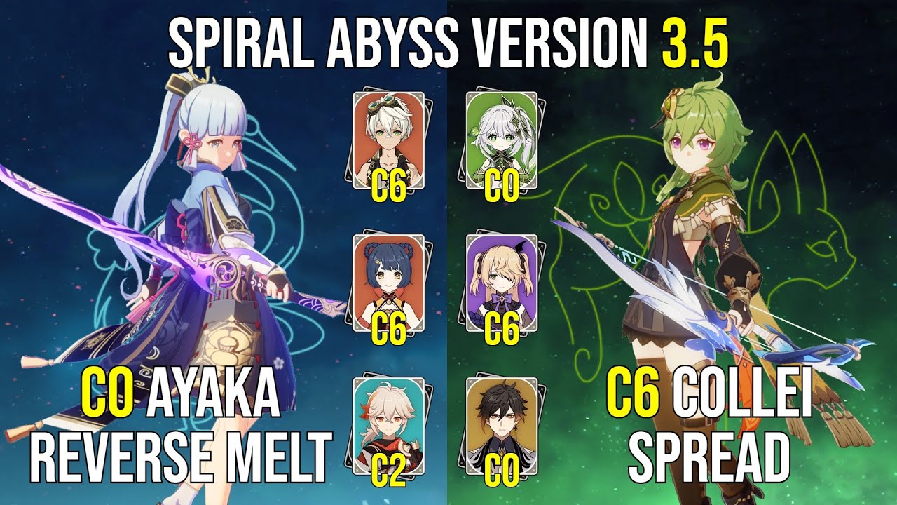 C0 Ayaka Reverse Melt - C6 Collei Spread | 3.5 Spiral Abyss - YouTube