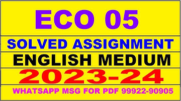 eco 05 solved assignment 2023-24 | eco 5 solved assignment in english 2024 | eco 5 2024