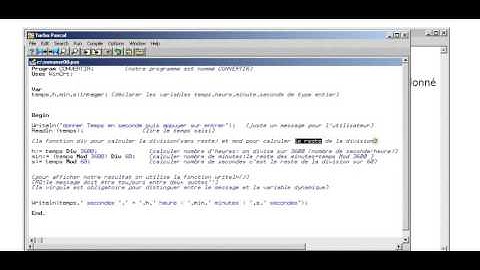 Turbo pascal exercice1 convertir temps en heure minutes seconde