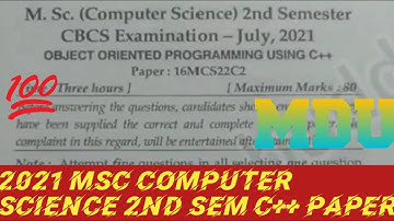 MDU 2021 MSc computer science 2nd sem c++ question paper #mdu #previousyearquestions #paper