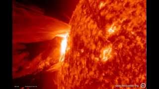 Solar flare - Big eruption on sunspot 1458 with CME (April 16, 2012) - SDO AIA 304