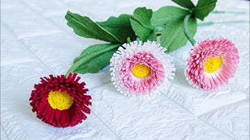 Crepe paper flowers: how to make Paper English Daisy tutorial - TA Diy ideas