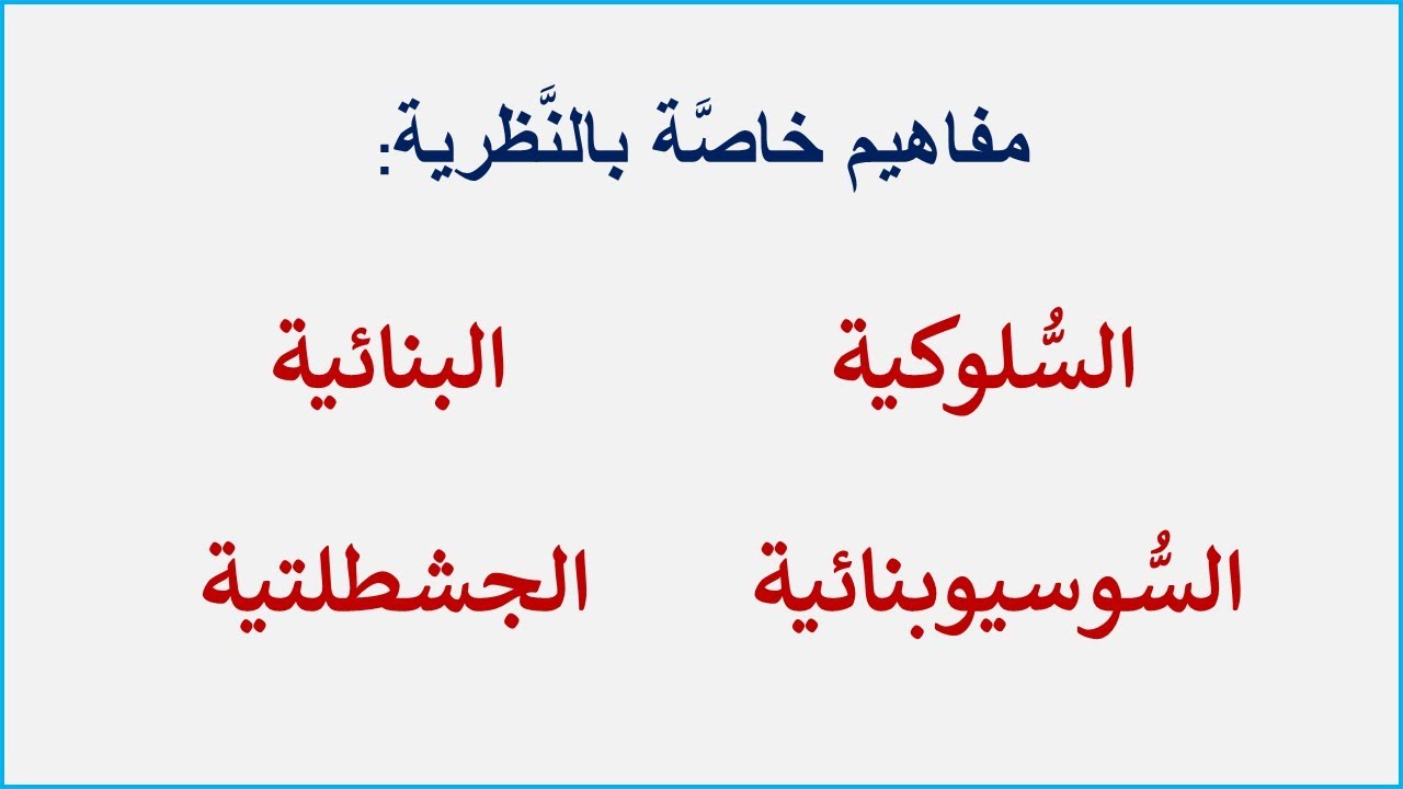 مفاهيم السُّلوكية والبنائية والسُّوسيوبنائية والجشطلتية