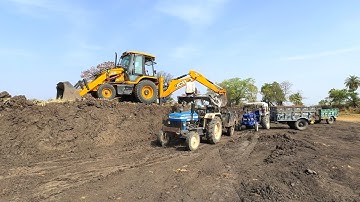 JCB 3dx Max Loading Mud powertrac 439 and Farmtrac | Mr Kumhar