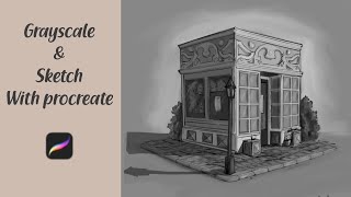 sketch and painting with grayscale in procreate