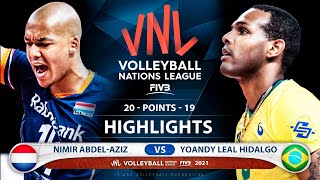 Netherlands vs Brazil | VNL 2021 | Highlights | Nimir Abdel-Aziz vs Yoandy Leal Hidalgo