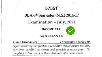 Mdu BBA 6th Sem Income Tax Question Paper 2021