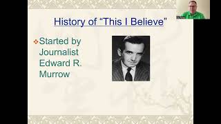 WRIT 101: Introduction to Narrative Essays and the This I Believe Essay