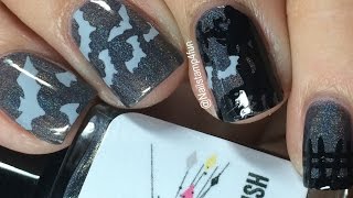 How To Bats Nail Art Using Winstonia Haunted House Plate