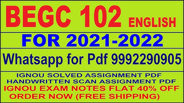 BEGC 102 in English Solved Assignment 2021-22 PDF @20rs / IGNOU EXAM NOTES, Guides 40% Flat.