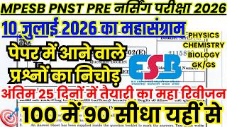 MP PNST PRE NURSING Previous Year Question Paper Solved | MP PNST 10 July 2026 Expected Paper