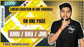 AMU | Linear Equation in one variable Full Concept notes in one page | AMU/BHU/JMI #amuentrance2024