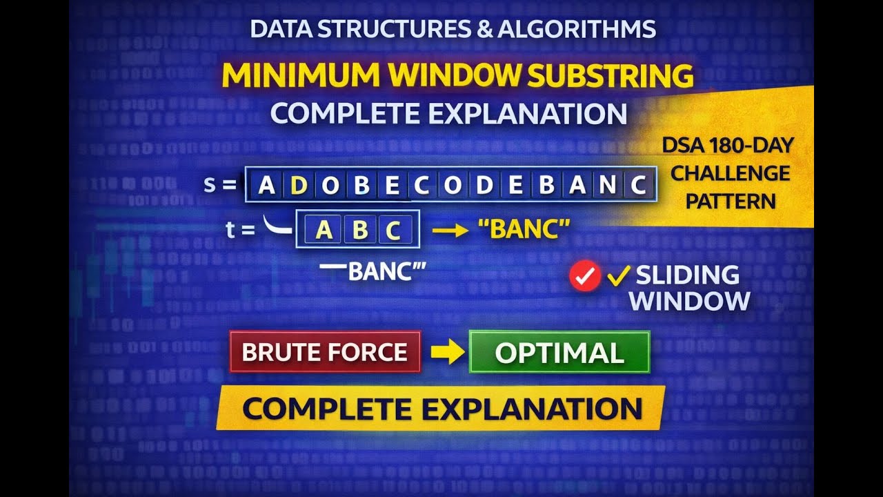 Day 13 / 180 - Minimum Window Substring - YouTube