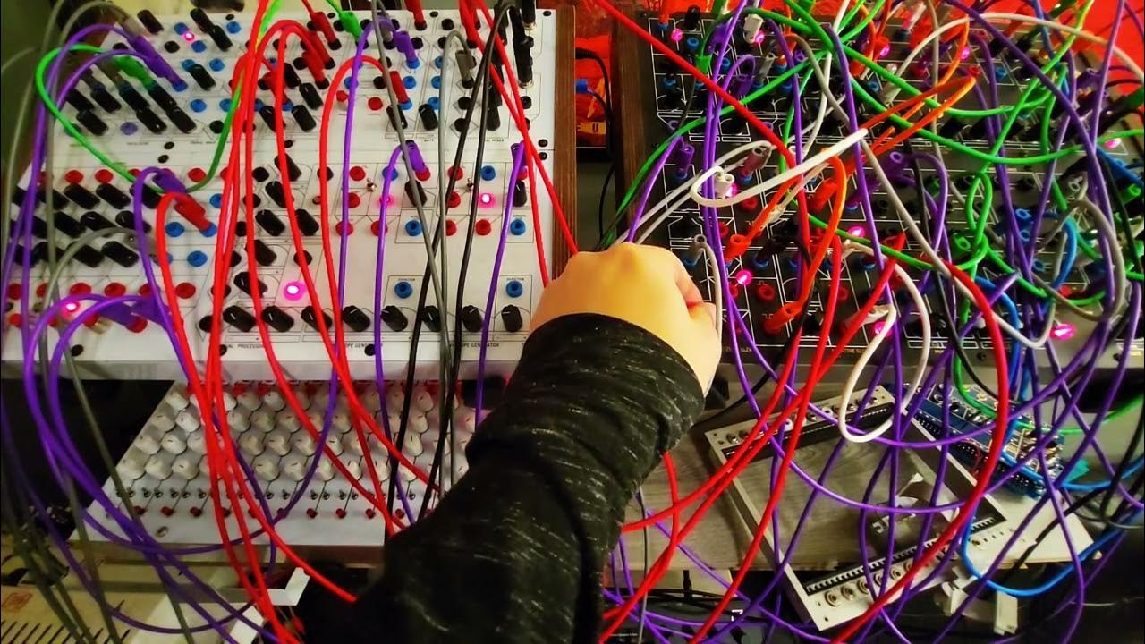 Running out of practical cables, patching the Prism Circuits Canvas and