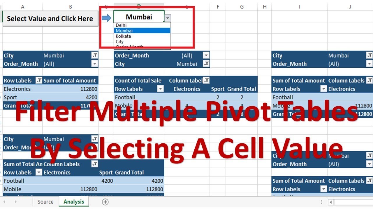 Update VBA to Change Filter in Multiple Pivot Tables based on A Cell Value
