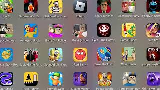 Roblox,Squid Game Family,Snake Rivals,Poppy Playtime 5,Eyes The Horror,Spongebob Krusty,Level Devil