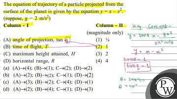 The equation of trajectory of a particle projected from the surface...