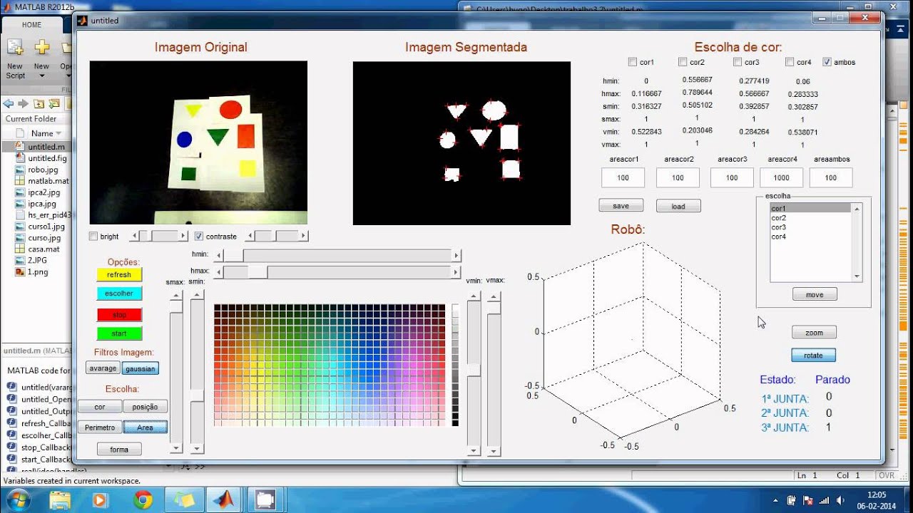 Matlab GUI with computer vision and robotic arm - YouTube