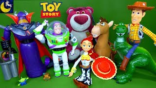 LOTS of NEW Toy Story Toys Villains Zurg Lotso Talking Woody Buzz Lightyear Unboxing Toy Video screenshot 5
