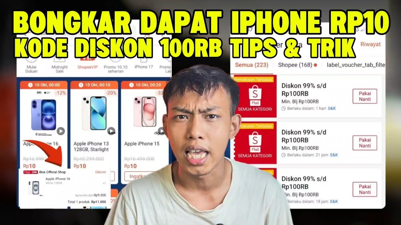 Tips Dapat iPhone Rp10 Perak Kode Diskon 100RB Di Shopee 10.10 