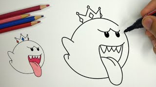 HOW TO DRAW KING BOO FROM MARIO | DRAWING MARIO CHARACTERS TUTORIAL