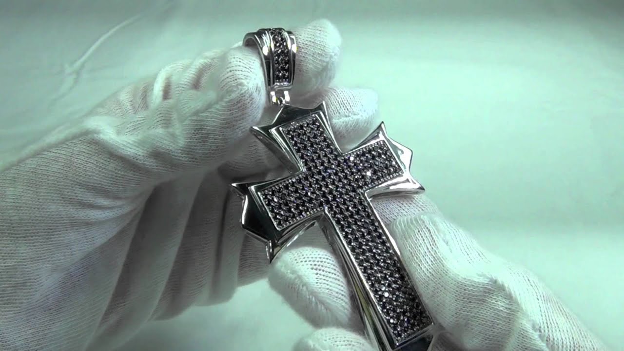 Stainless Steel Hip Hop Cross Black Lab Made Pendant 316L