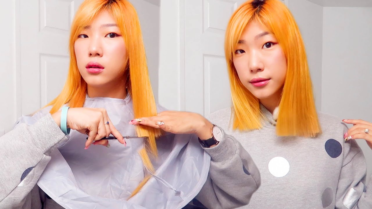 FIRST TIME TRIMMING MY HAIR (it came out kinda choppy but it's cute lol) + Chicago Meetup Info ✈