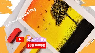 Soft pastel sunset painting for beginners | Z Art Life | #art #softpastel #painting #sunset screenshot 4