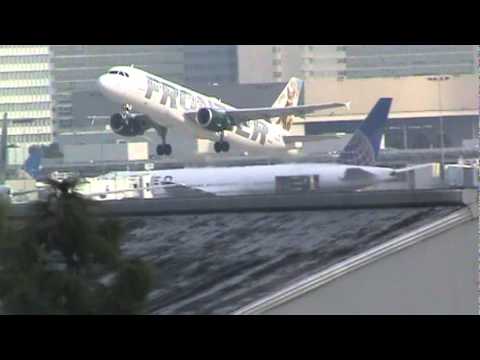 Frontier Airlines Airbus A320-214 [N208FR] Takeoff LAX - YouTube