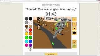 Drawception - Tornado cow scares giant into running
