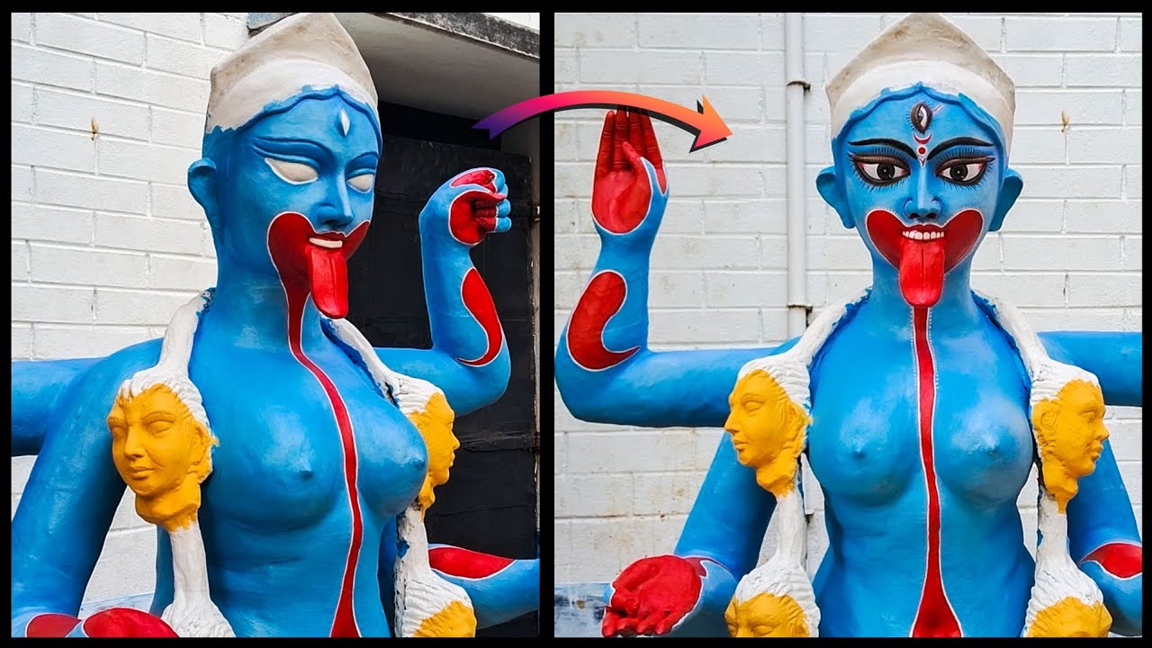 Maa Kali Idol Eye Detailing Process | Step-by-Step Face Finish | Art and craft | Clay art