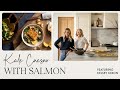 Easy family dinner recipe  kale caesar salad with salmon  around the table feat kelsey nixon