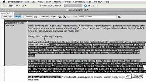 Dreamweaver CS5 101: Core Dreamweaver CS5 - 32 Inserting Text Into the Layout