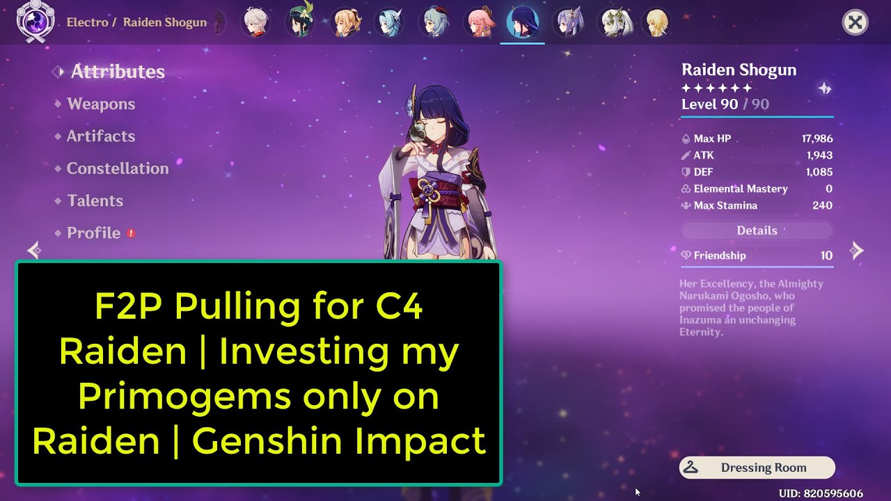 Pulling Raiden F2P Pulling for C4 Raiden | Investing my Primogems only on Raiden ...