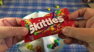 Opening Satisfying Videos Plate Skittles And M&Ms Maxi + Maltesers Asmr