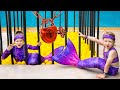 Stephi and dasha  siblings mermaids water jail