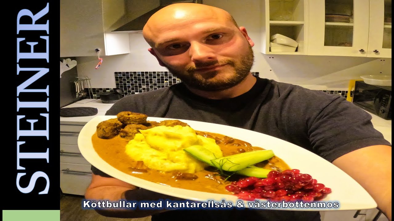 Köttbullar med kantarellsås & västerbottenmos