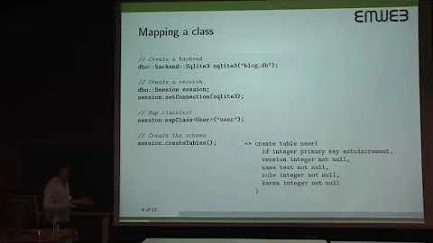 Wt::Dbo  a C++ ORM (Object Relational Mapping) library