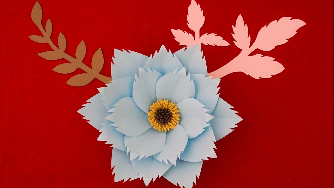 DIY Blue Paper Flower cara  mudah membuat  bunga  dari  