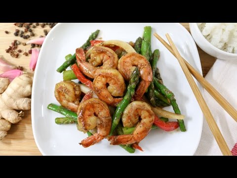 Asparagus Peppercorn Shrimp กุ้งผัดพริกไทยดำ - Episode 147