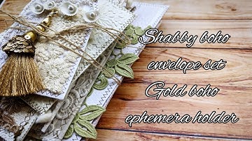 shabby boho envelope set | Gold boho ephemera holder | shop update | flip through | boho needs