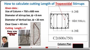 How To Calculate Cutting Length of Trapezium/Trapezoidal  Shape Stirrups Theoretically At Site