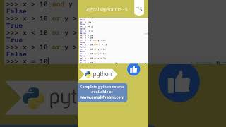 Python - Logical Operators | Part - 6 | #shorts  #amplifyabhi | py 75