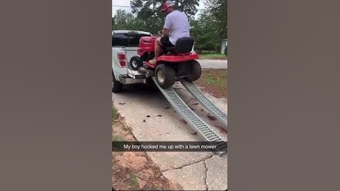 Man Falls From Lawn Mower While Unloading it From Pickup Truck - 1516291