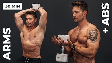 Getrainde buikspieren en gedefinieerde armen en schouders in 30 minuten | Dumbbell-workout