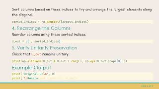 Details Rearranging Columns of a numpy Unitary Matrix to Maximize Diagonal Elements Update