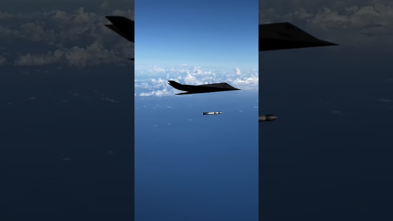 B2 бомбардировщик выпустил глубиную бомбу 