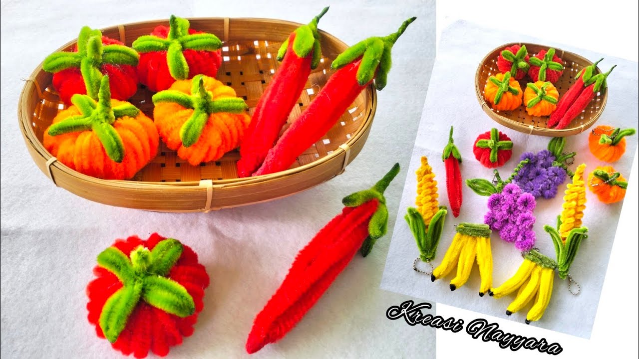 Membuat Replika Cabe Dan Tomat Dari Kawat Bulu || How To Make Chili And Tomato With Pipe cleaner